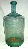 Antik ritka Rátétes Huta üveg 10 literes pálinkás vagy boros üveg