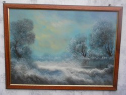 Marjai Antal(1956-)Téli erdő.Eredeti festmény.Garanciával.