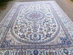Fenséges Iráni Nain gyapjú-selyem kézi csomózású szőnyeg 349cmx243cm