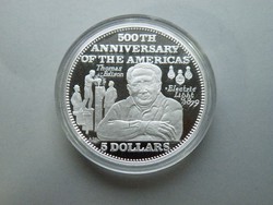 Ap 530 - 1992 Ezüst 5 dollár Bahama szigetek tükörveret