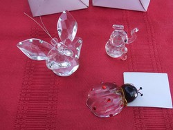 Csiszolt üveg katicabogár, pillangó, elefánt figura ajándékba is