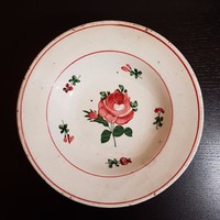 Miskolcz antik, 19.sz-i rózsás, kézzel festett, népi fali tányér