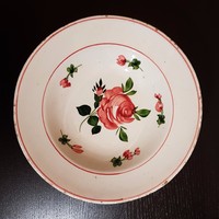 Miskolcz antik, 19.sz-i rózsás, kézzel festett, népi fali tányér