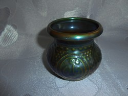 Zsolnay porcelán eozin álarcos váza: Gazder A.terv