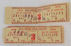 0O171 Belvárosi Mozi Szeged 1946 mozijegy
