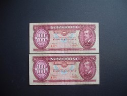 100 forint 1962 2 darab Sorszámkövető !!!  