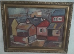 Bánfi festmény, olaj, karton, szignózott, keretes 36 cm X 28 cm