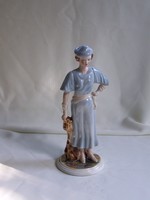 Antik Francia porcelán hölgy a bundájával