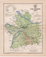 Győr vármegye térkép 1893 II., eredeti, megye, Gönczy Pál, Nagy - Magyarország, antik, régi