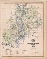 Csongrád vármegye térkép 1893 II., eredeti, megye, Gönczy Pál, Nagy - Magyarország, antik, régi