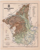Borsod vármegye térkép 1893 VI., eredeti, megye, Gönczy Pál, Nagy - Magyarország, antik, régi