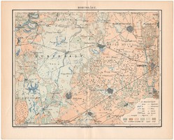 Hortobágy térkép 1896 I., antik, eredeti nyomat, Magyarország, kelet, hajdúság, Homolka József, régi