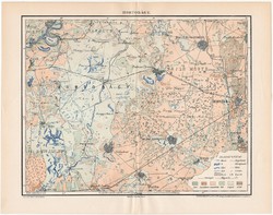 Hortobágy térkép 1896 II., antik, eredeti nyomat, Magyarország, kelet, hajdúság, Homolka József