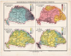 Nagy - Magyarország hőmérsékleti és esőzési térképei 1897, eredeti, csapadék, isotherm, hőmérséklet