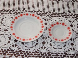 Retro piros napocskás Alföldi porcelán tányér