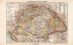 Nagy - Magyarország politikai térkép 1913, eredeti, atlasz, Kogutowicz Manó, vármegye, politika