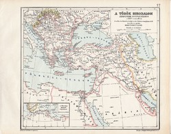 A török birodalom térkép, XVII század, kiadva 1913, eredeti, atlasz, Kogutowicz Manó, történelmi