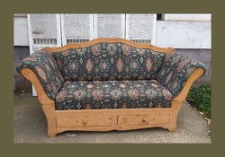 Rusztikus,fiókos kis méretű kanapé,szófa
