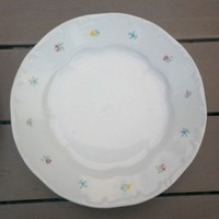 Antik Zsolnay lapos tányér, 12 virágos
