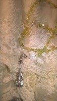 "Az éteri hegedű" fantázianevű kézműves nyakék citrin, olivin ásványokból ezüst szerelékkel 