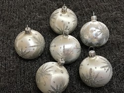 Antik üveg karácsonyfadísz csillámló  kézzel készített gömbök
