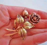 Szépséges antik kézműves 14kt-os arany rózsa bross 