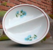 Régi IRIS Cluj osztott kék virágos porcelán sótartó