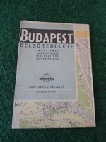 Budapest Térkép, Budapest Belső Területe térkép 1957, Villamos és busz viszonylatokkal