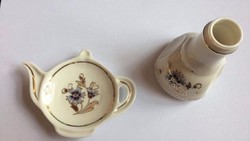 Zsolnay búzavirágos teafilter tartó és kiöntő 