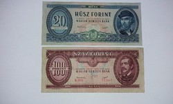  Rákosi cimeres 1949-es 20 és 100 forint,  Szép állapotú  bankjegyek  !