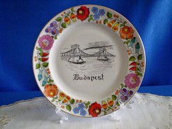 Eredeti Kalocsai porcelán tányér Széchenyi-lánchíd képpel 19 cm átmérő