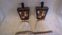 Retro iparművész kerámia fali lámpa pár ernyőkkel