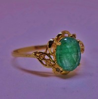 Gyönyörű smaragd,gyémánt,aranygyűrű