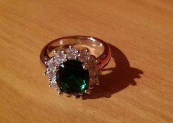Zöld cirkonia köves,gyönyörű  Ezüst gyűrű  jelzett ,925 !!