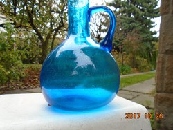 NYÁRI VÁSÁR 30-40 % ! Türkiz kék művészi üveg kancsó-21 cm