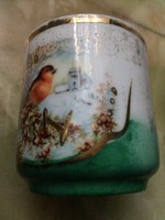 Gyűjtői régi madaras porcelán kis bögre.