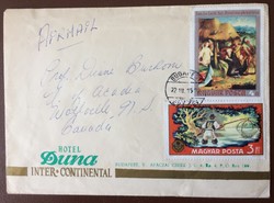 Hotel Duna Inter-Continental boríték vadászati kiállítás és festmény bélyegekkel