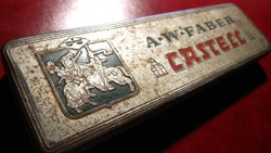 Igen régi A.W. Faber Castell toll, ceruza tartó, fém doboz 