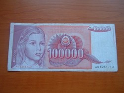 JUGOSZLÁVIA 100000 DINÁR 1989 AG, FIATAL LÁNY
