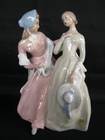 CSODASZÉP Royal Dux porcelán sétáló hölgyek