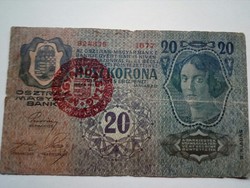 1913-as 20 korona Magyarország bélyegzett II. kiadás