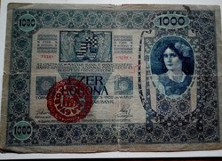 1902-es 1000 Korona Magyarország bélyegzett