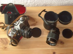 Praktica LB tip. hagyományos (filmes) fényképezőgép, + 135 mm-es teleobjektív