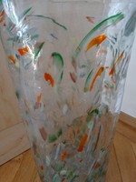 Iparművészeti üvegváza, padlóváza, 35 cm magas