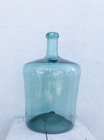 Antik pecsétes hutaüveg ballonüveg régi fújt üveg palack 44 cm