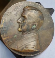 Zsákodi Csiszér János 1883.04.18-1953.04.30.:HORTY MIKLÓS 1920 egyoldalas öntött bronz,mérete:60,5mm