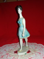 Gyönyörű  Art Deco Hollóházi Sétáló lány nő porcelán figura a képek szerint 25,5 cm 2.