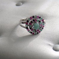 Ezüst gyűrű rubin,smaragd, onix kövekkel USA 8