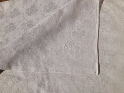 Régi damaszt terítő asztalterítő mikulásvirágos CS monogram 128 x 158 