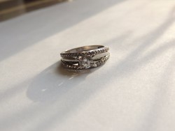 Ródiumos szoliter ezüst gyűrű